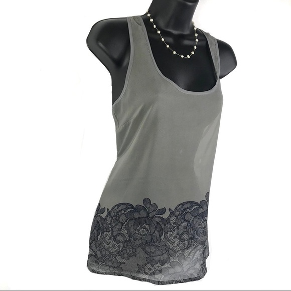Charming Charlie Sheer Gray Black Lace Print Small - Picture 3 of 7